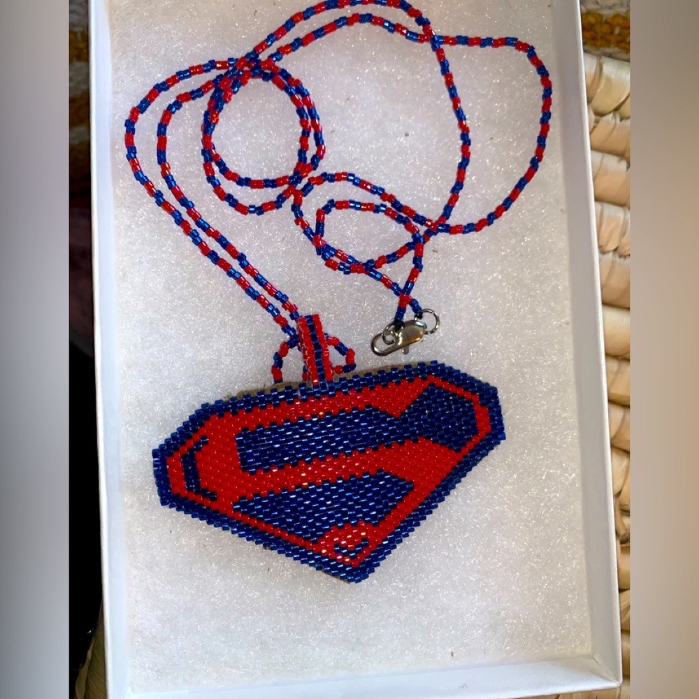 Handmade, Superman ( S ) beaded necklace. Price negotiable 👍🏽